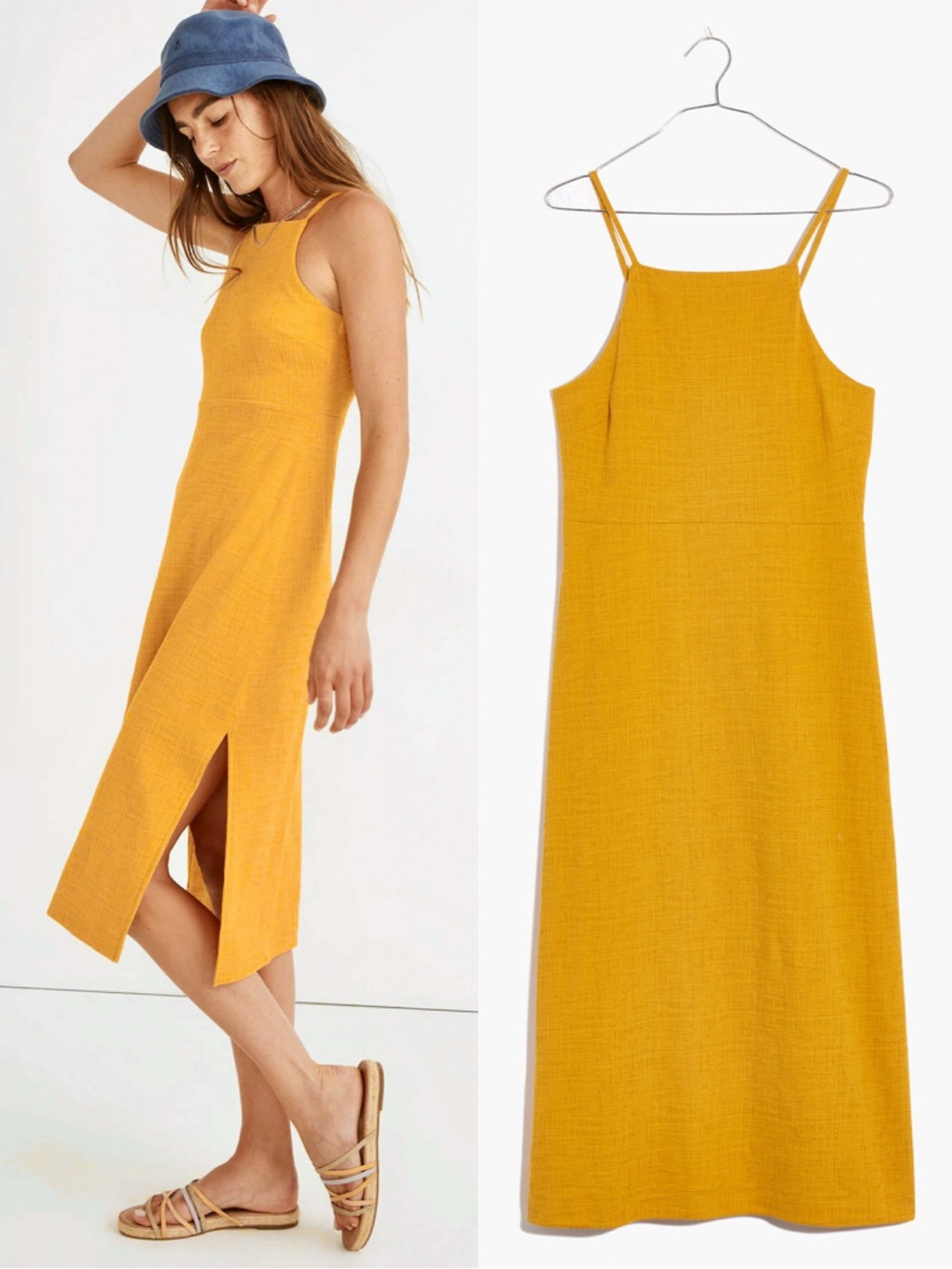 Madewell Knit Apron Cami Crosshatch Dress in Tungsten Glow | Small